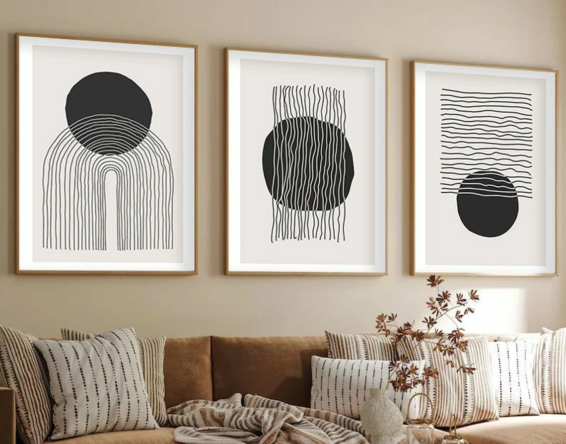 Pikturë dekorative me kornizë MDF (3 copë), Wallity, Huhu213, 50x70cm