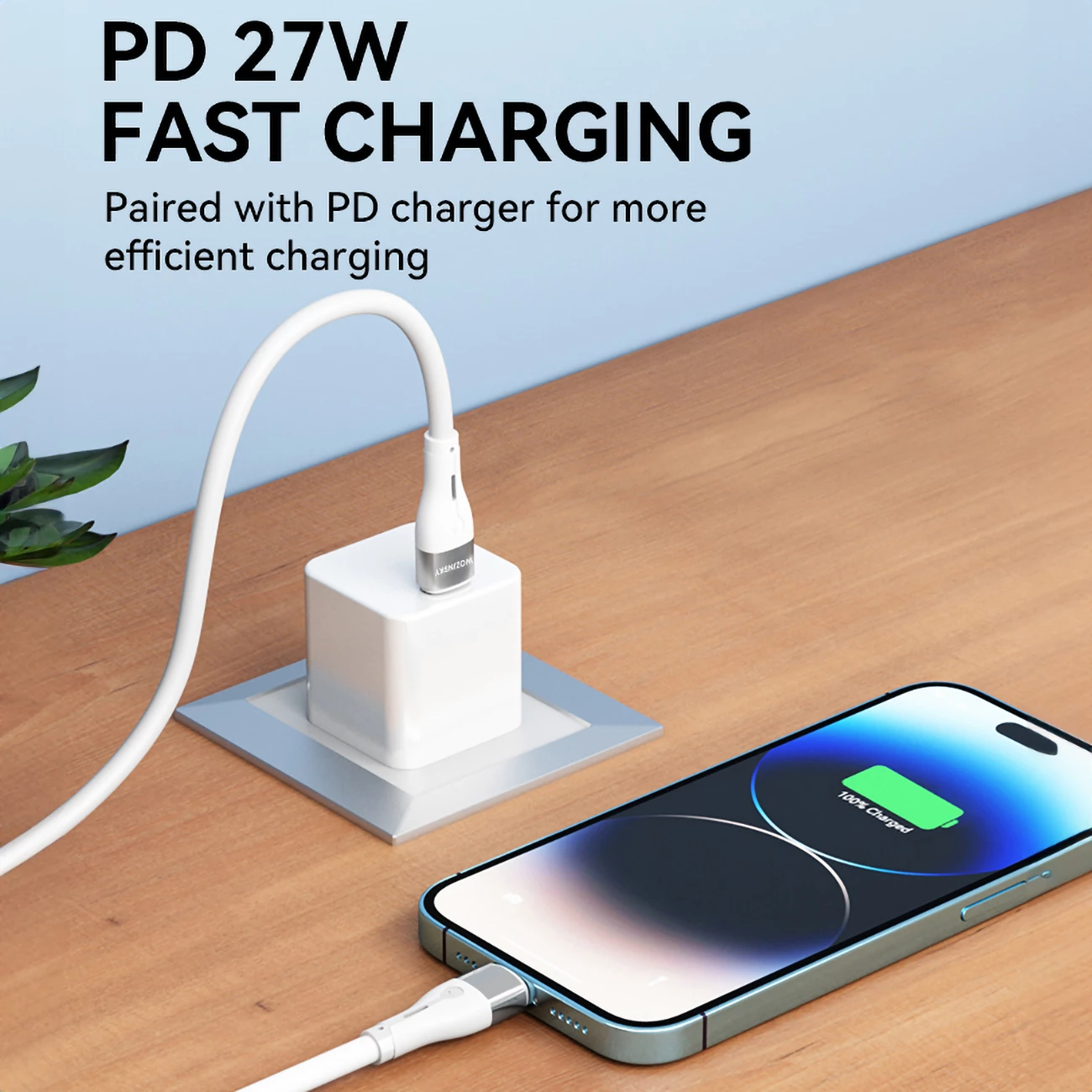 Kabllo Wozinsky WSTCL2, Lightning/USB-C, 2m, 27W, e bardhë