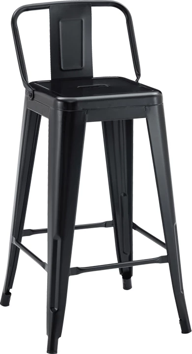 Karrige për bar me shpinë, Utopia,, metal, e zezë, 42x42x86cm