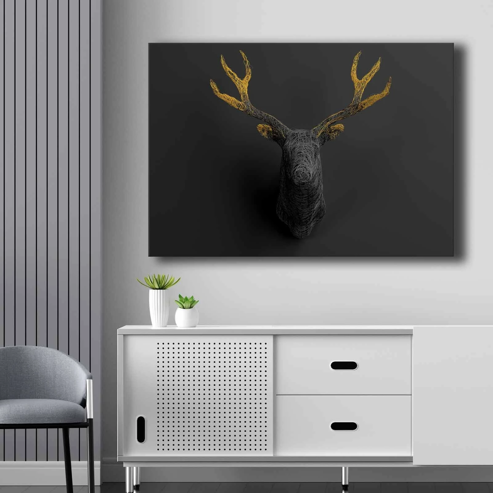 Pikturë dekorative në kanavacë, ngjyrë ari dhe e zezë, 70x100cm, Wallity 70100NISC-024