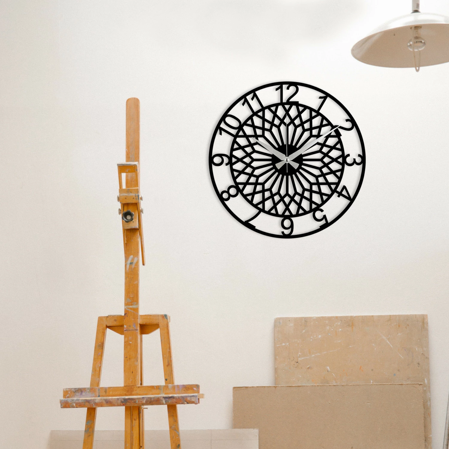 Orë muri dekorative prej metali, Wallity Enzoclock - S009, e zezë, 48x48cm