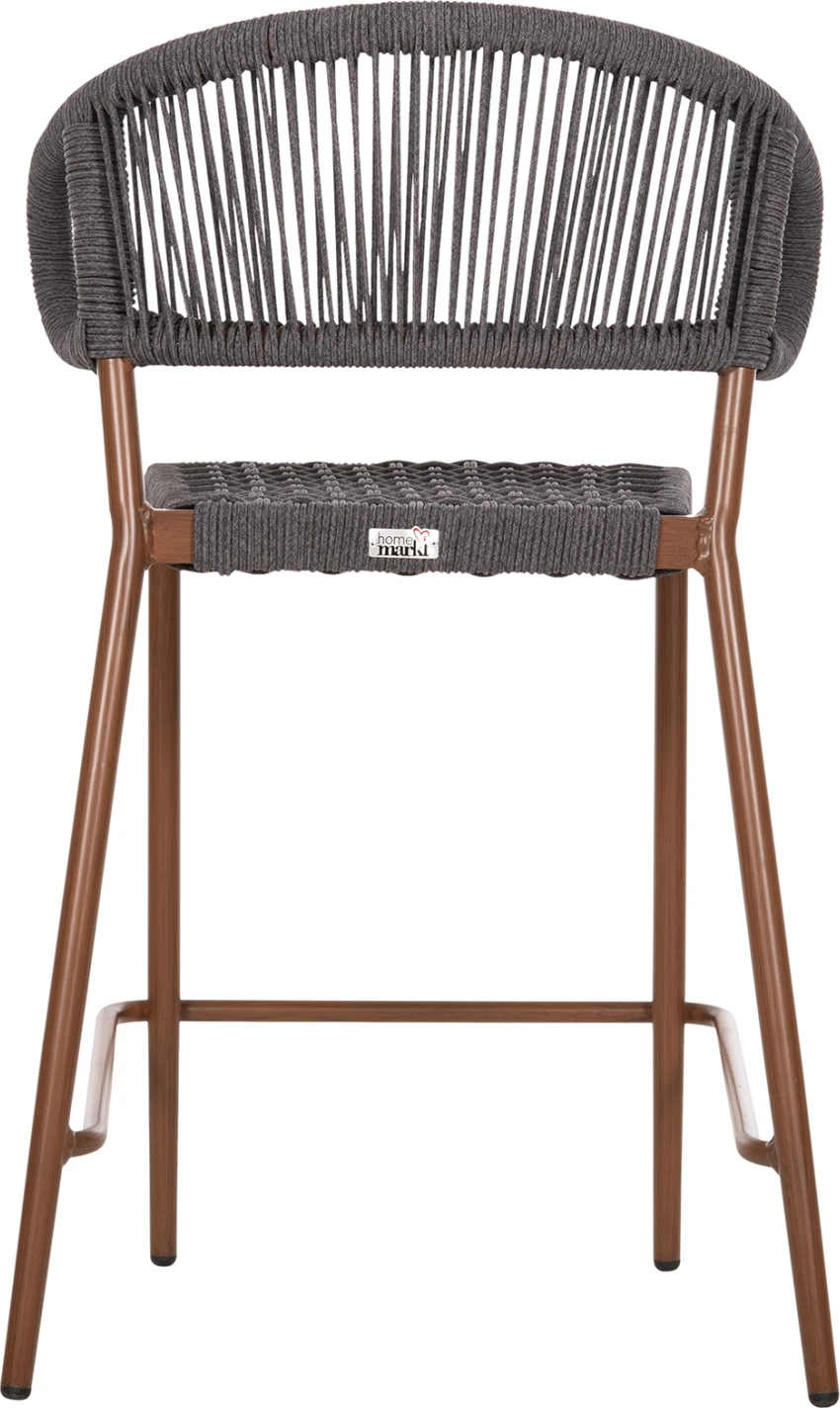 Karrige për bar, lartësi mesatare, EULO FH6087.01, alumin, ngjyrë arre, ratan sintetik gri, 60x60x99H cm