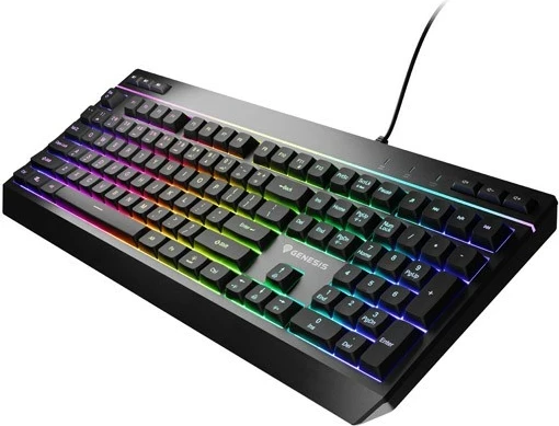 Tastierë gaming Genesis Rhod 530 RGB, me drita RGB, me kabllo, QWERTY, numpad, e zezë