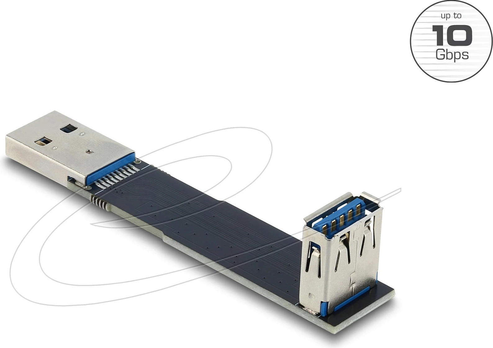 Adapter USB DeLOCK USB-A, 10 Gbps, 90° i kënduar, i zi
