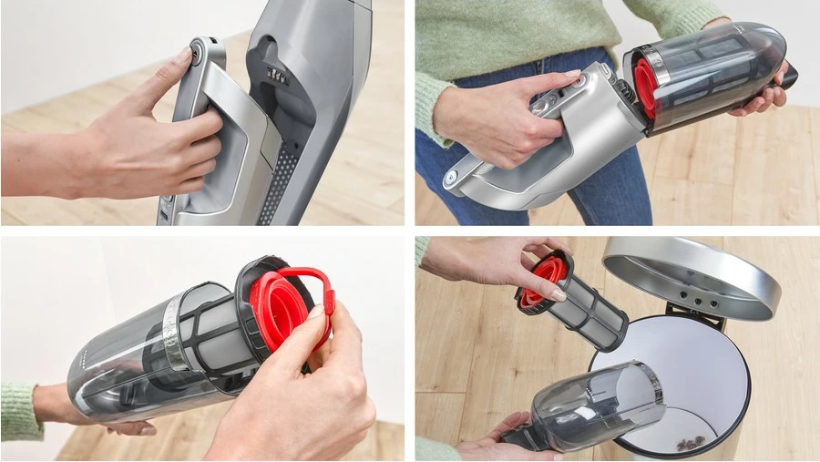 Fshesë me korrent 2-në-1 Bosch Serie 4 BBH3K2801, Pa qese, Argjendtë