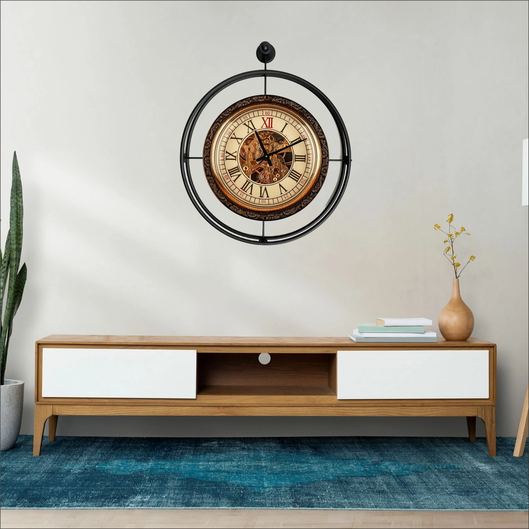 Orë muri dekorative prej metali, Wallity, Mclock-00128, e zezë