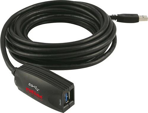 Kabllo USB ROLINE USB 3.2 Gen 1 Repeater aktiv 5m, USB-A mashkull në USB-A femër, e zezë