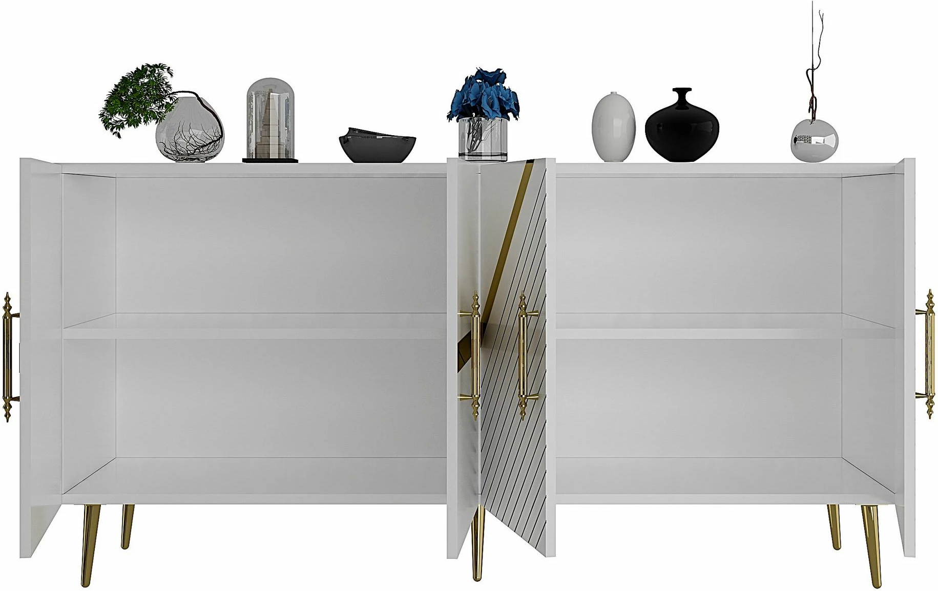 Konsolë moderne, ngjyrë e bardhë dhe ari, Skye Decor, Fuga KB150