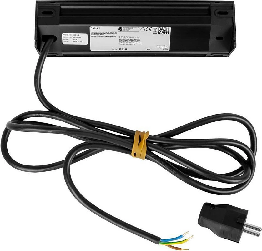 Prizë tavoline Bachmann Casia 2, 2x Schuko + USB-A/USB-C PD 22W, kabllo 2 m, e zezë
