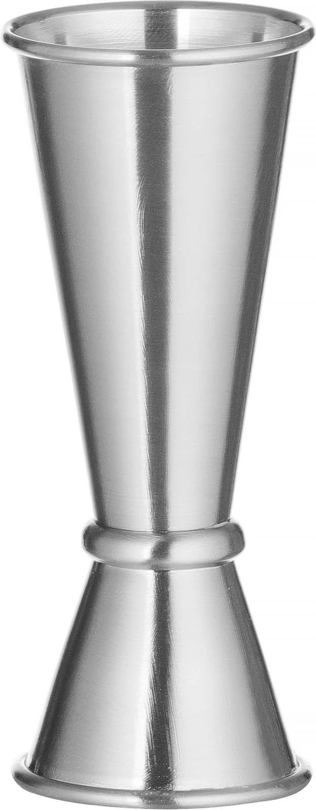 Jigger matës koktejsh, Bar Up, 25/50 ml, çelik inoks, me unazë stabilizuese, H 75 mm, e zezë/argjend