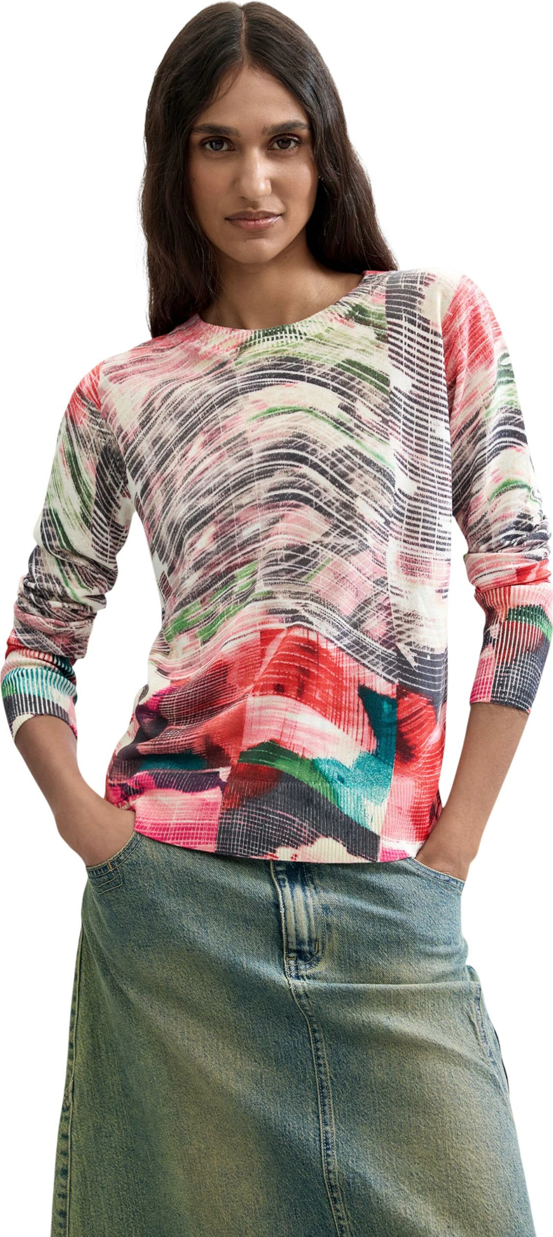 Xhemper për femra Desigual JERS_GLITCH 26WWJF32, e kuqe