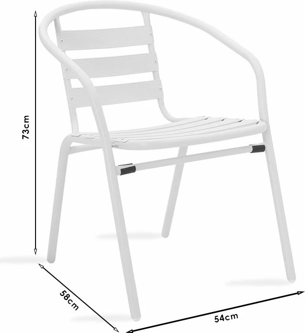 Tavolinë me karrige 7 copë Valor-Tade metalike e bardhë