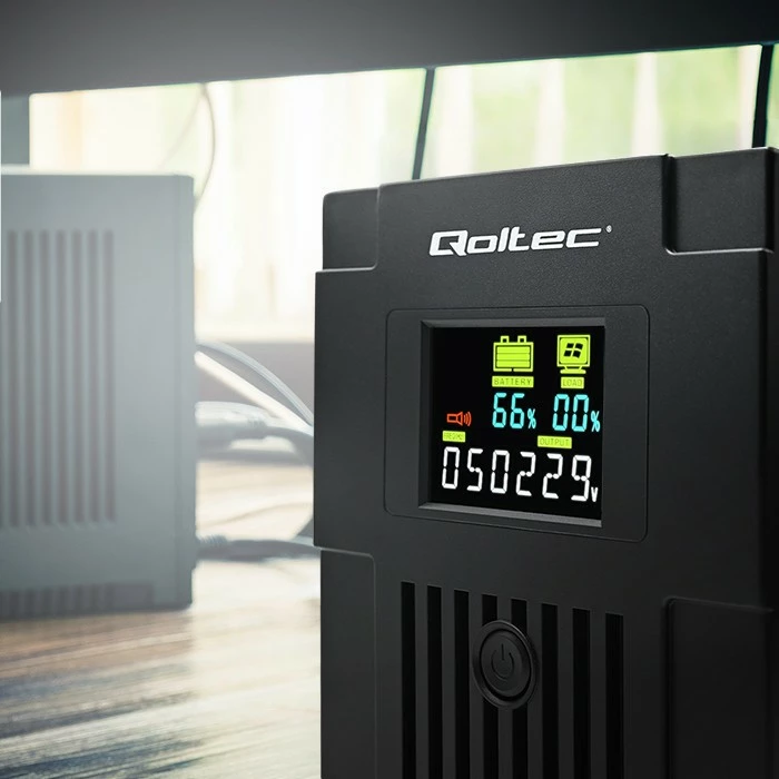 Kasë UPS Qoltec Monolith 1500VA 900W me LCD, USB, e zezë