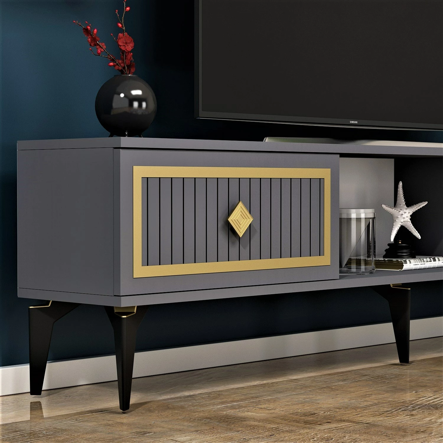 Komodë TV Hanah Home, Nil, anthracite dhe ari