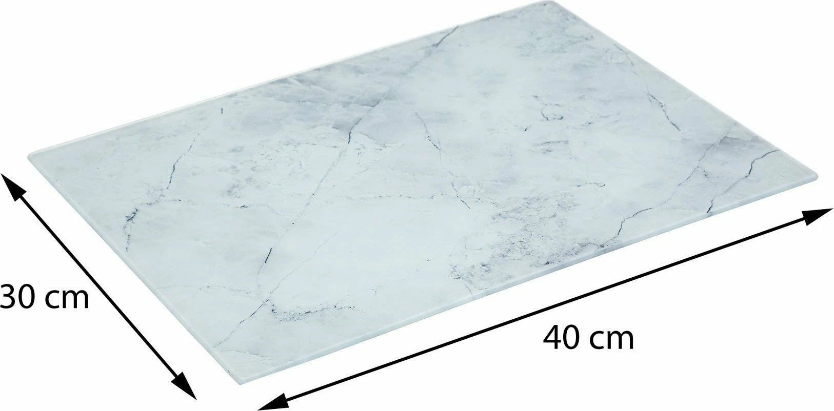 Dërrasë prerjeje 5five, xham i temperuar 40x30 cm, model mermeri, e bardhë, 1 copë