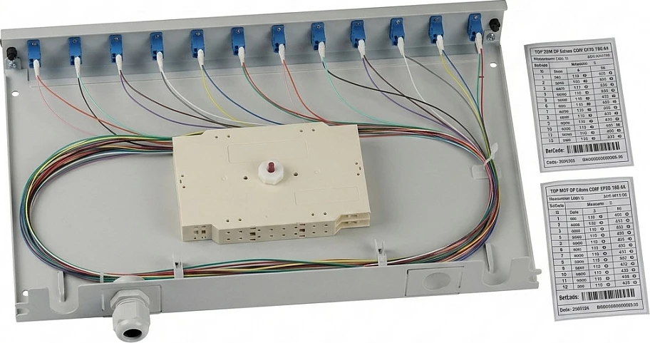 Kuti splicimi fibra optike EFB Elektronik, LC, OS2, 12x pigtail, 6x duplex adapter, gri