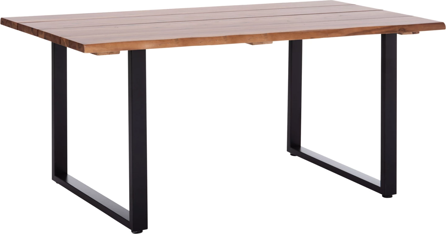 Tavolinë ngrënieje për jashtë, dru akacie, këmbë metalike, FRIGGO FH6297.01, 160x80x77cm