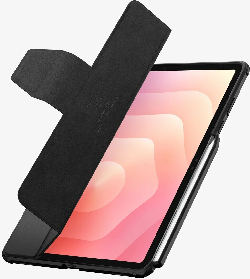 Mbështjellës folio për tablet Spigen Ultra Hybrid Pro për Samsung Galaxy Tab S11 11\" X730/X736, me stand, mbulim magnetik & 2 mbajtës S Pen, ngjyrë e zezë