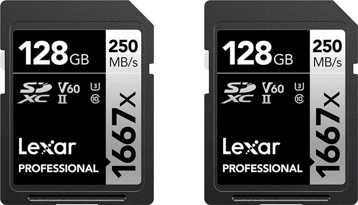 Kartë kujtese Lexar, SDXC 128GB Professional 1667x, paketë me dy
