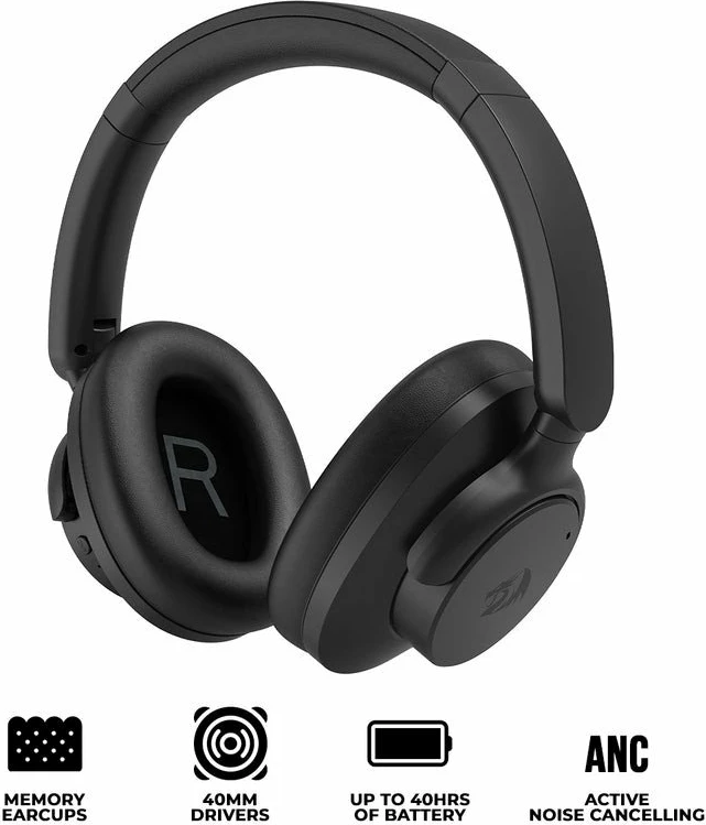 Kufje Redragon VibeCore 600X H610 wireless me ANC, 40 mm, 40 orë, Bluetooth/AUX, të zeza