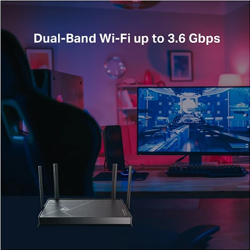 Router Wi‑Fi TP-Link Archer BE3600, Wi‑Fi 7, Dual-Band 2.4/5GHz, 2.5GbE, 4 Antena, e zezë