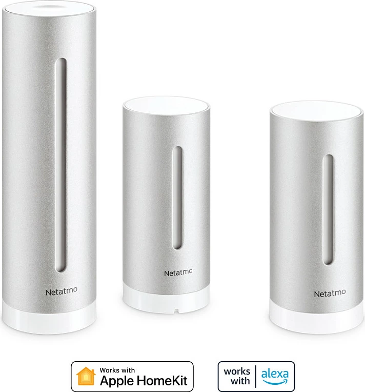 Stacion moti smart Netatmo Indoor Pack, Wi‑Fi, module indoor + modul shtesë indoor + sensor outdoor, argjendtë