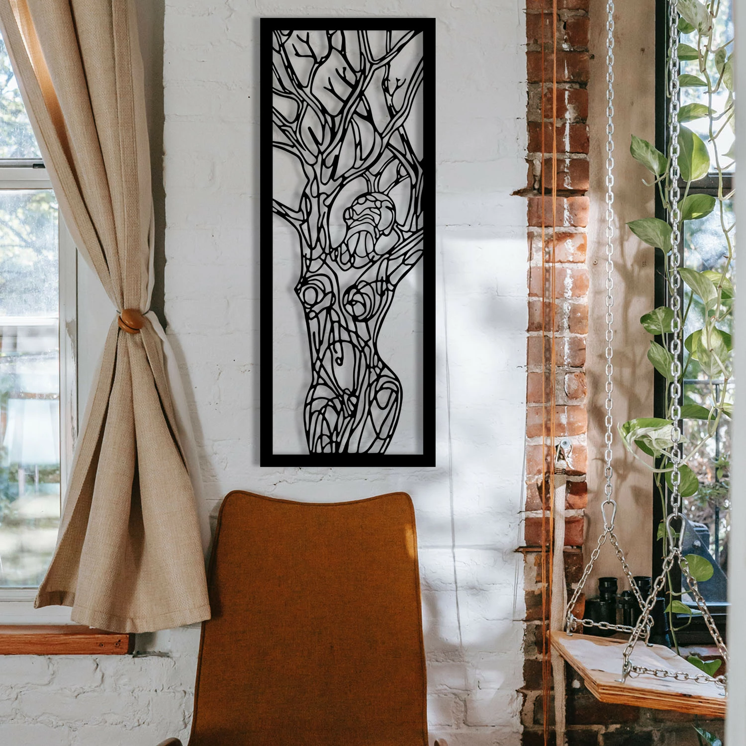 Aksesor dekorativ metalik për mur, Wallity, Vuslat, ngjyrë e zezë, 20x51cm