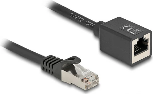 Kabllo rrjeti DeLOCK 88052, Cat6a S/FTP, RJ-45 mashkull-femër, 0.5 m, e zezë