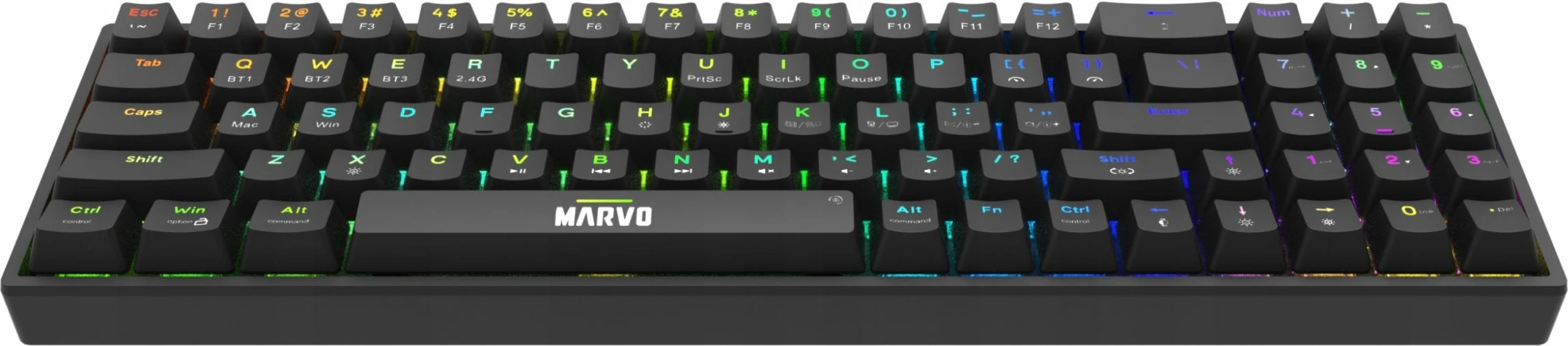 Tastierë mekanike Marvo Shogo 78W (KG956W) tri-mode 2.4G/Bluetooth/USB-C, 96%, RGB, Banana Crystal, e zezë