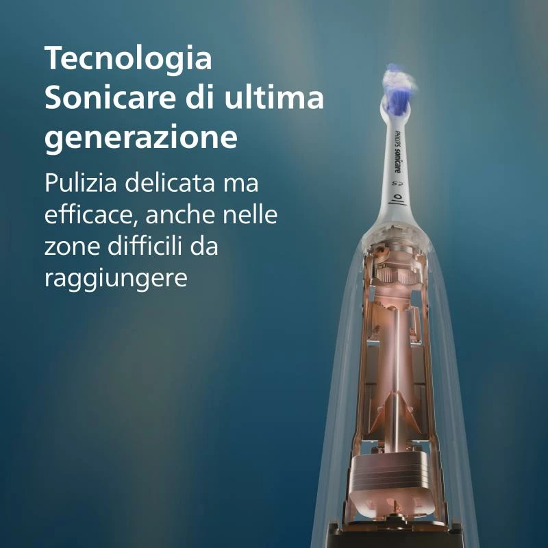 Furçë dhëmbësh elektrike Philips Sonicare 5500 HX7119/01, Duopack 2 copë, me sensor presioni, blu navy dhe e bardhë