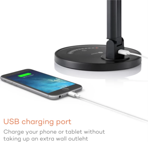 llambë tavoline LED, TaoTronics, Elune E5 TT-DL13, kontroll me prekje, 12W, 11 nivele ndriçimi, USB 5V/1A, e zezë, set