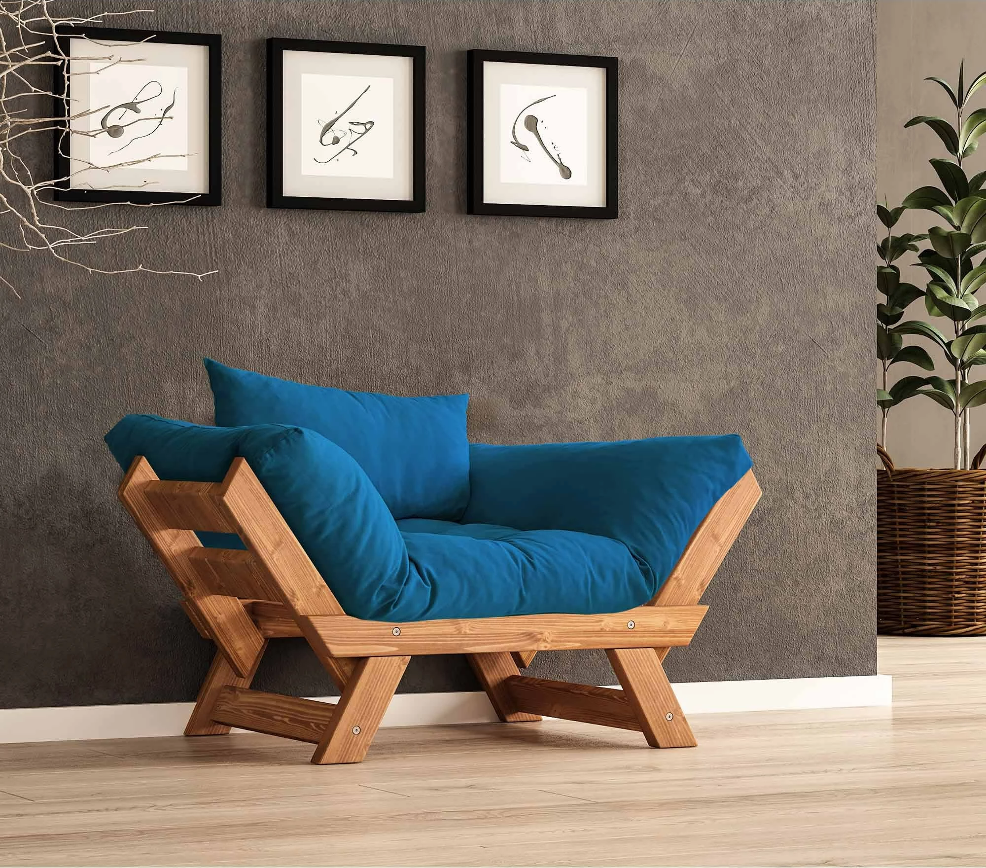 Karrige për kopsht, një vend, ngjyrë teak dhe blu, Skye Decor, CPT8156-140