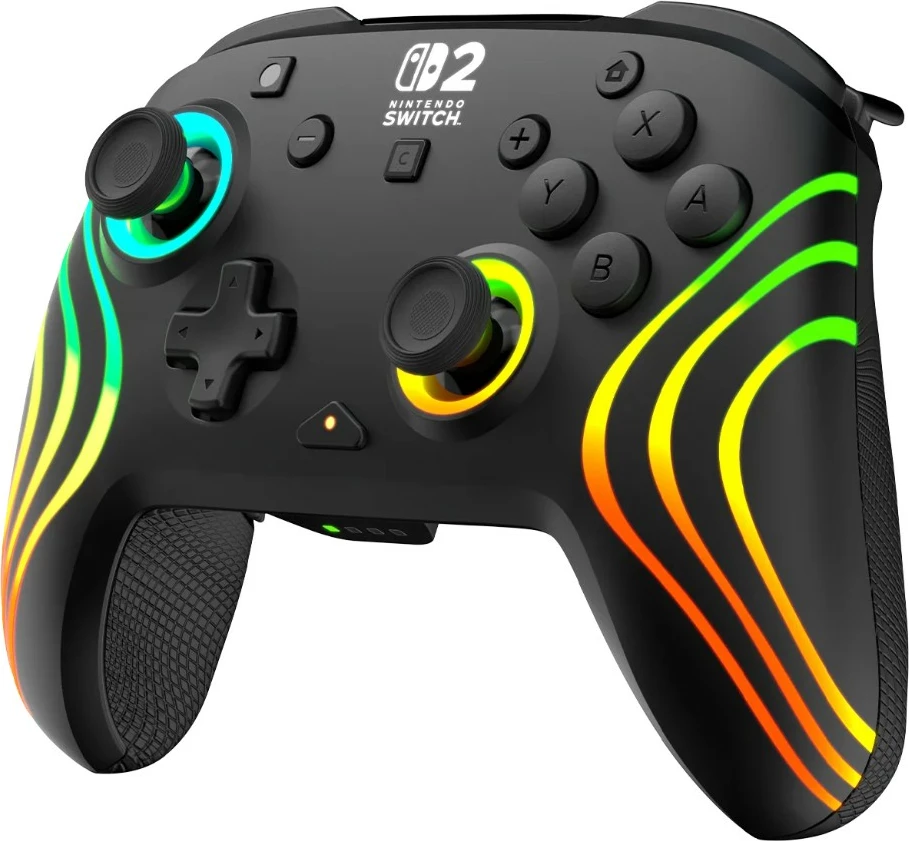 Kontrollor wireless Turtle Beach Afterglow Wave për Nintendo Switch 2, RGB, bateri e rikarikueshme 20 orë, i zi