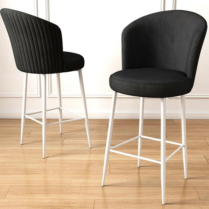 Set karrigesh për bar (6 copë), Hanah Home, Fora, e zezë dhe e bardhë