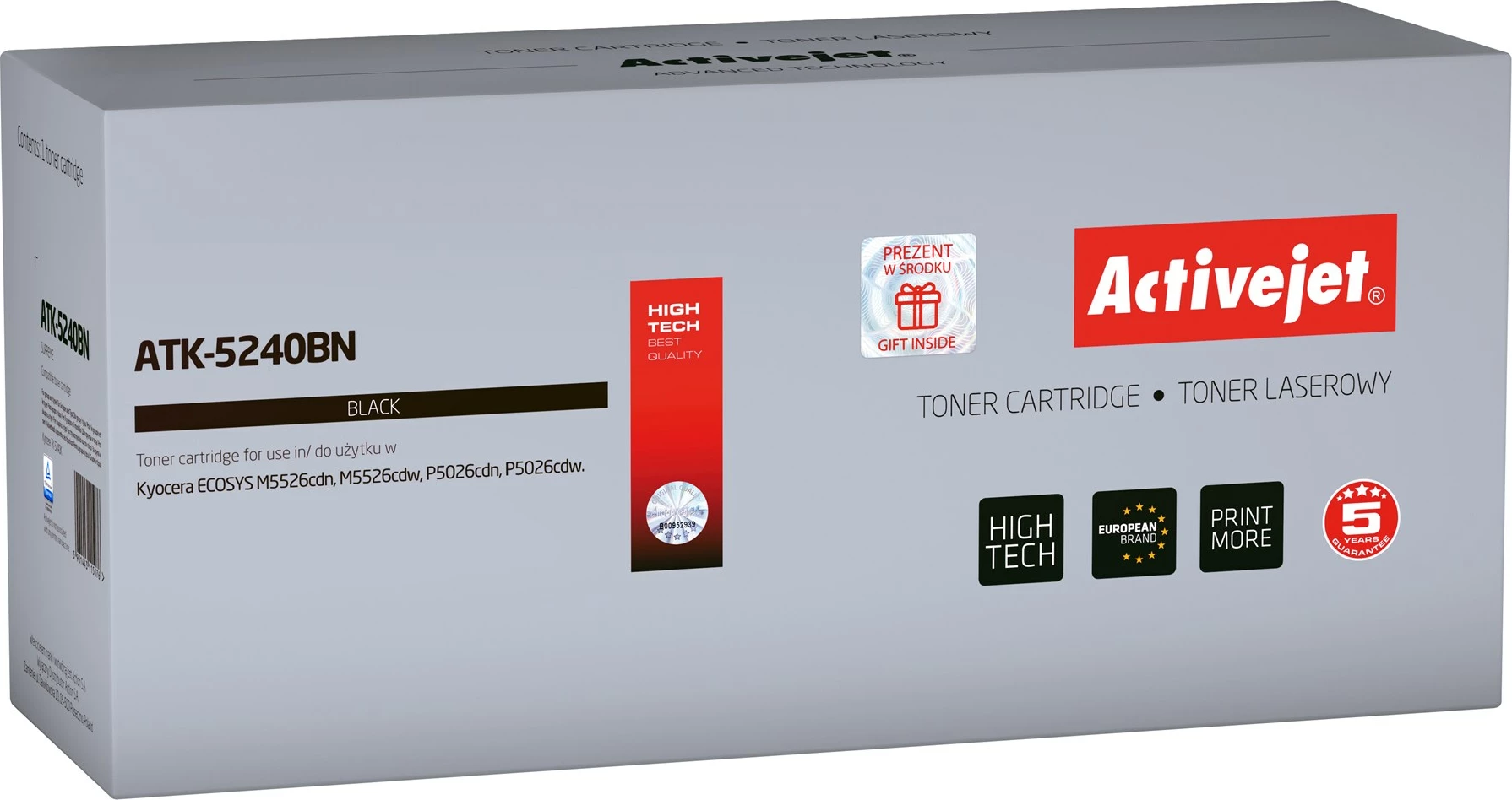 Toner zëvendësues Activejet ATK-5240BN për printerët Kyocera, 4000 faqe, i zi