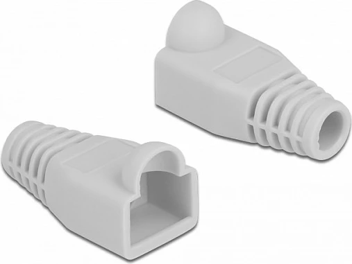 Mbrojtës (strain relief) për prizë RJ45 DeLOCK, 20 copë, gome, gri