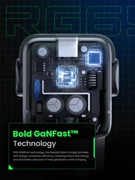 Karikues UGREEN Nexode Robot GaN 65W MPN 25685B, 2x USB-C + 1x USB-A, me LED ekran, gri