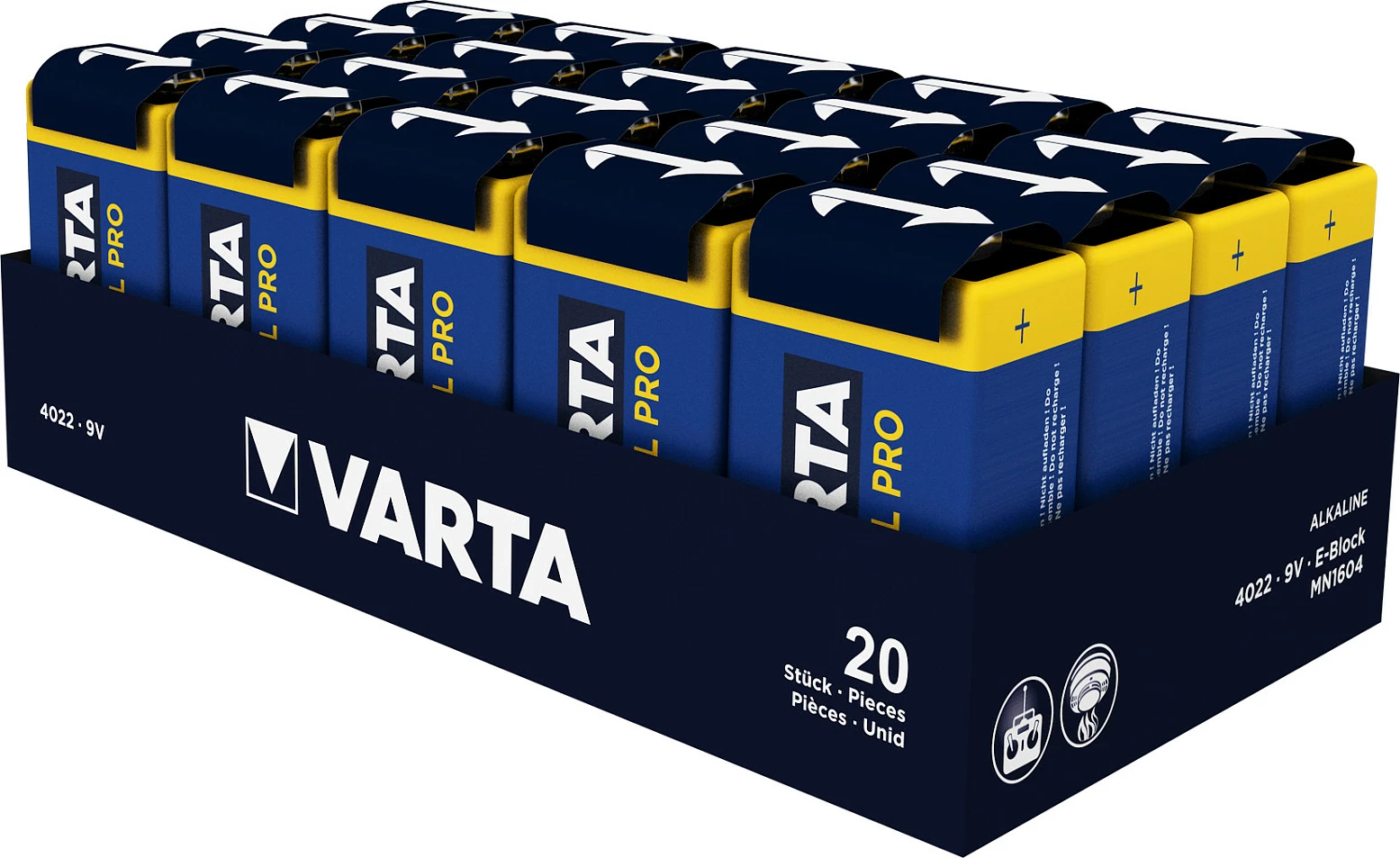 Bateri VARTA 04022211111 9V alkaline, paketim 20 copë, blu