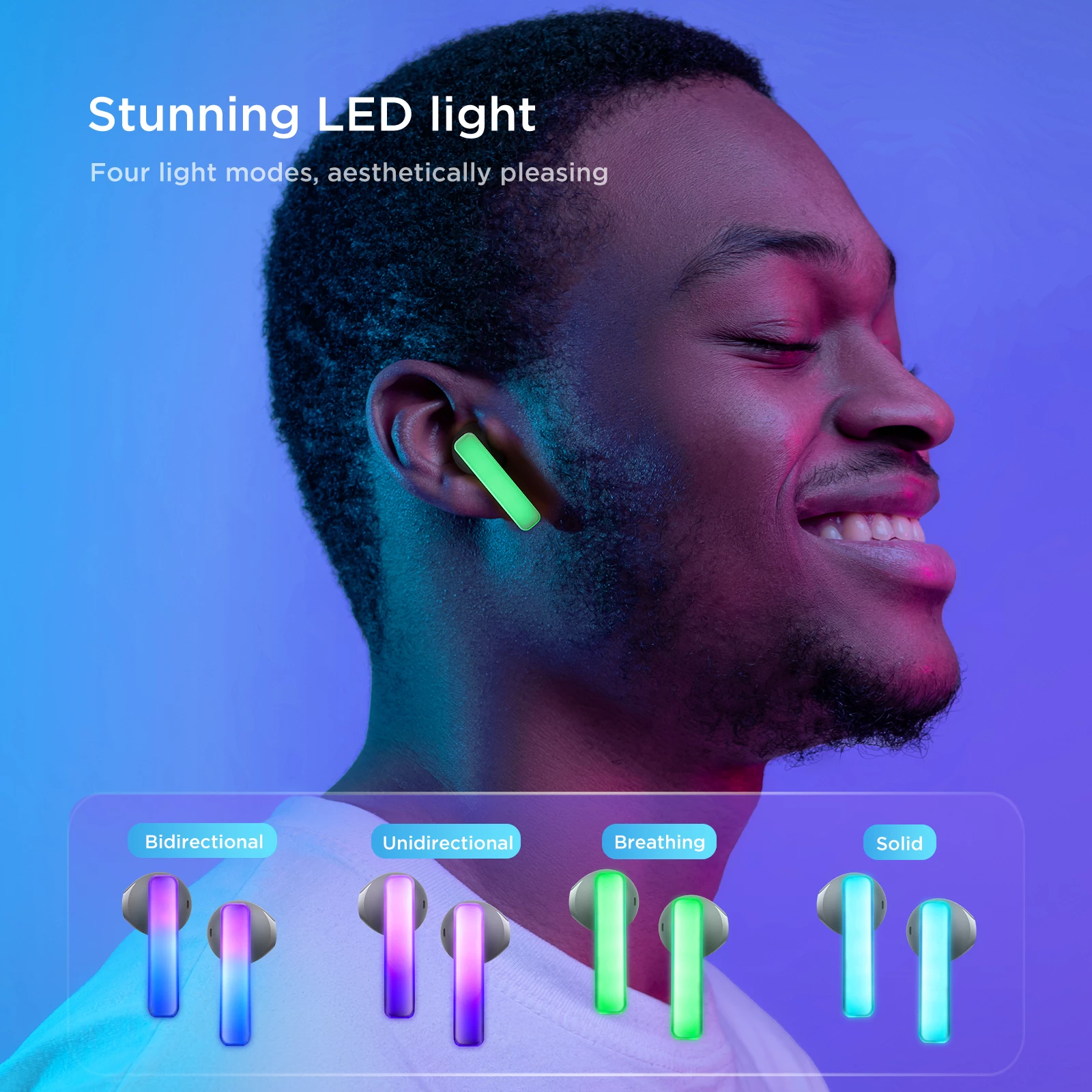 Kufje wireless TWS Joyroom JR-TC1 IceLens Series, Bluetooth 5.3, me ndriçim LED, të bardha