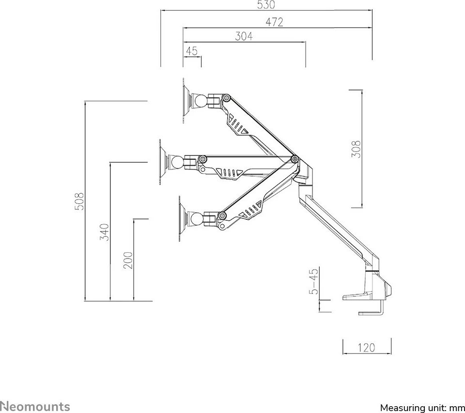 Krah monitori Neomounts FPMA-D750DWHITE2, për 2 ekrane, rregullim me gaz, i bardhë