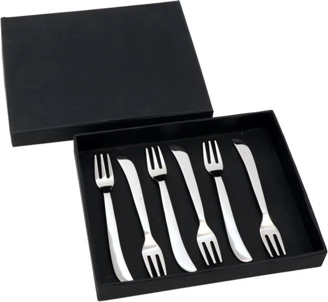 Set pirunash për ëmbëlsira, CURVE, 6 copë, çelik, argjend, 13x2x1cm