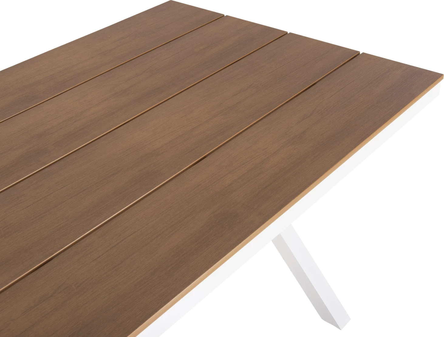 Tavolinë drejtkëndore alumini, TAWNEE, ngjyrë e bardhë, polivud, 150x89.5x73H cm