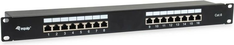 Patch panel Equip 16-port Cat6, 1U, rackmount, i zi