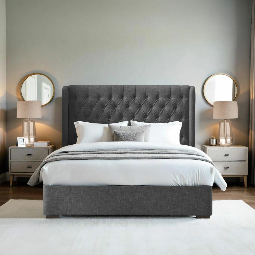 Krevat Duchess për dyshek 160x200cm, ngjyrë antracit, 220.5x181x135