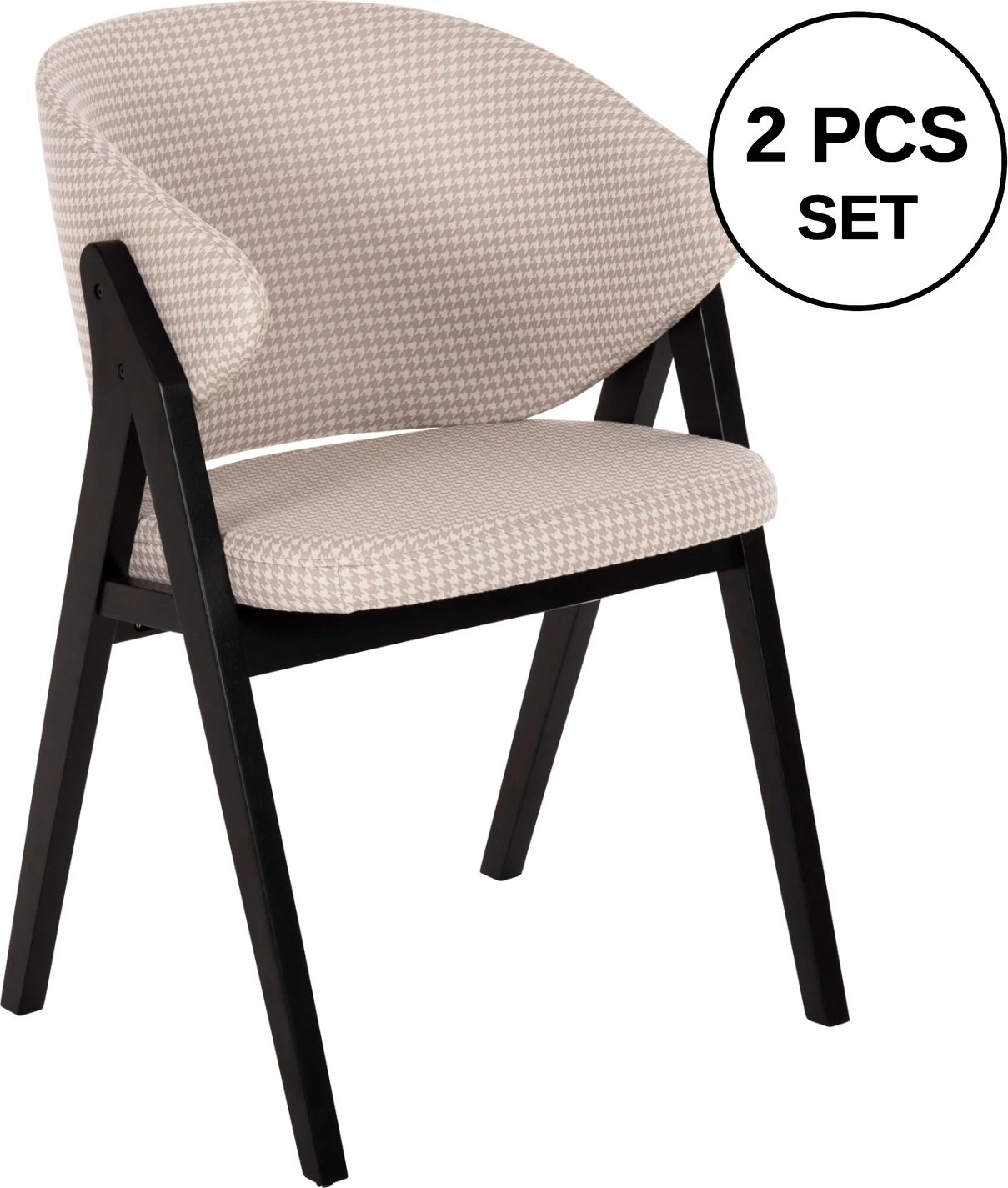 Karrige për ngrënie HANA FH9746.01 dru gome në të zezë-me pëlhurë në të bezhë 55x60x84H cm., set prej 2 copë