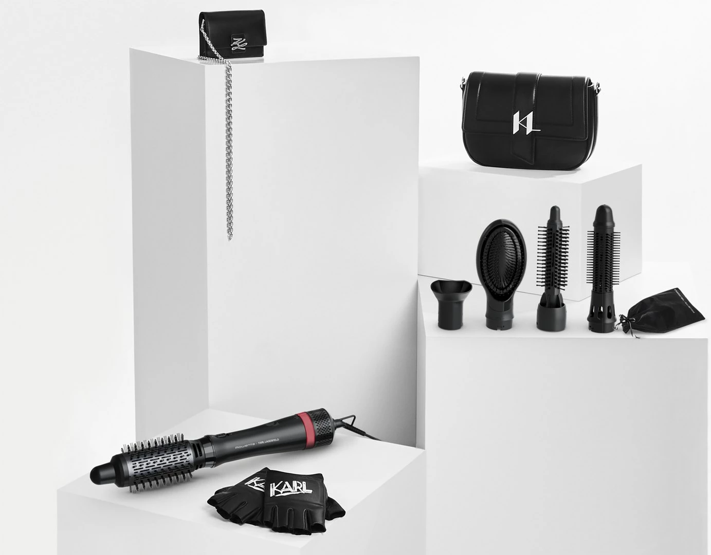 Furçë me ajër të nxehtë Rowenta CF634L, 800 W, 5 aksesorë, e zezë/kuqe