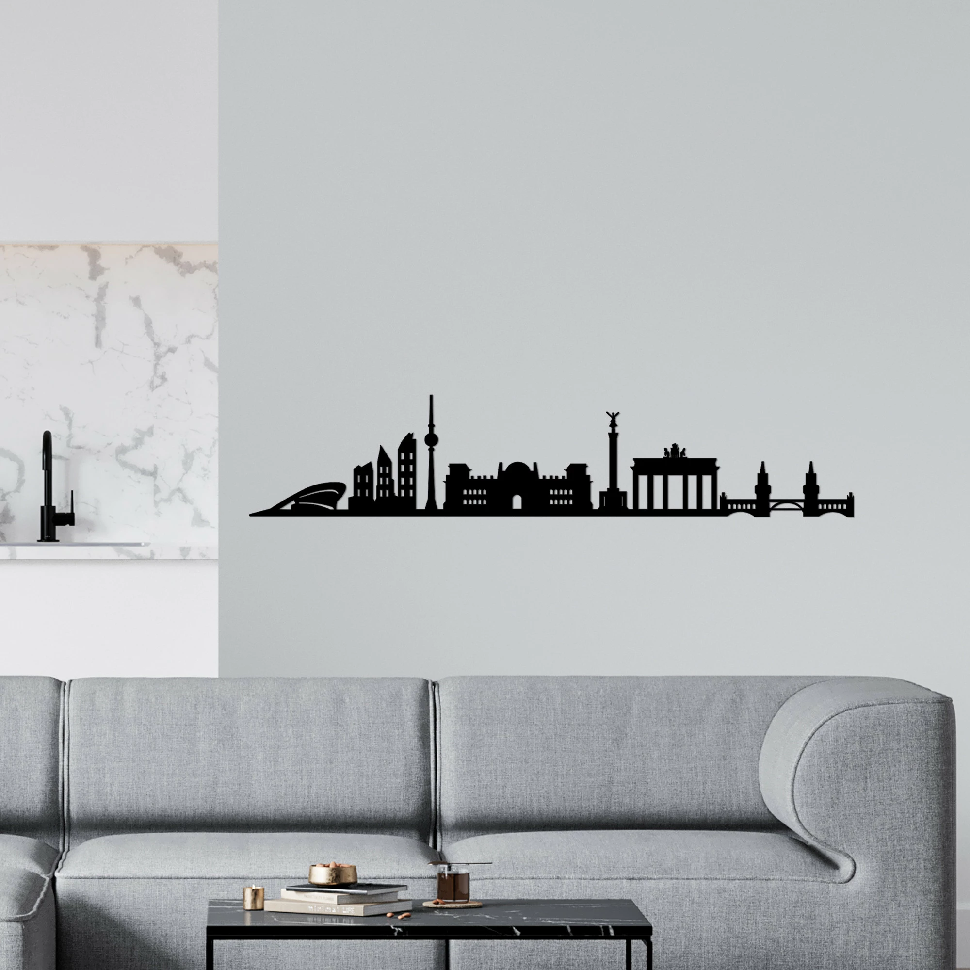 Aksesor dekorativ metalik për mur, Wallity, skyline i Berlinit