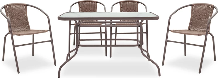 Tavolinë me karrige për terasë Valor-Obbi set 7 copë metal-pe kafe