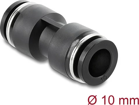 Konektor pneumatik DeLOCK 10 mm i drejtë, filetë femër 1 cm, 10 bar, i zi