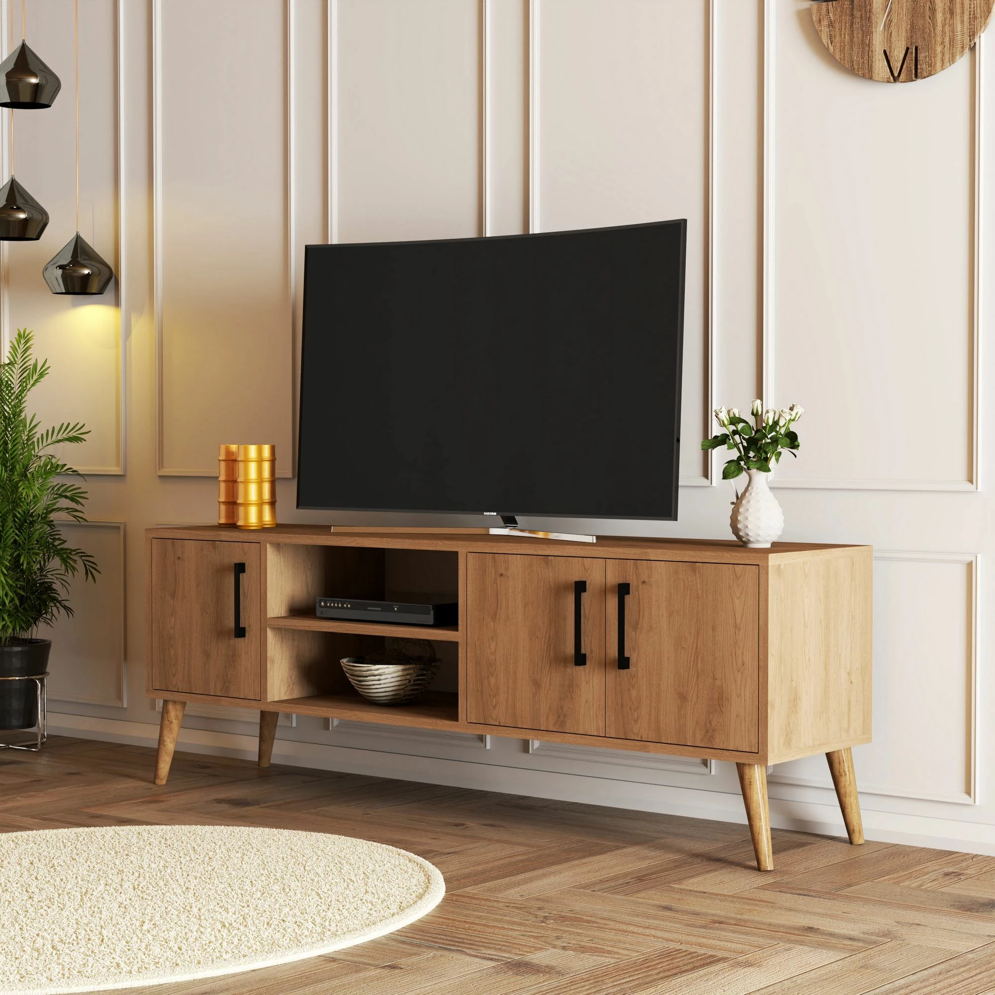 Komodë TV Exxen, ngjyrë lisi, 150x52x34 cm